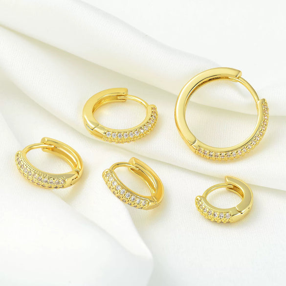 Wholesale Women's Copper Geometric Round Micropaved Zircon Earrings