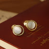 Wholesale Women's Copper Geometric Round Opal Electroplated Mosquito Coil Ear Clip Earrings