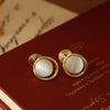 Wholesale Women's Copper Geometric Round Opal Electroplated Mosquito Coil Ear Clip Earrings
