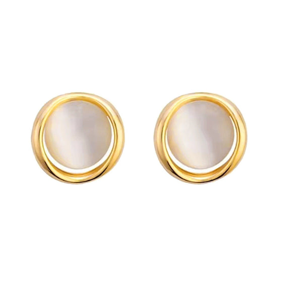 Wholesale Women's Copper Geometric Round Opal Electroplated Mosquito Coil Ear Clip Earrings