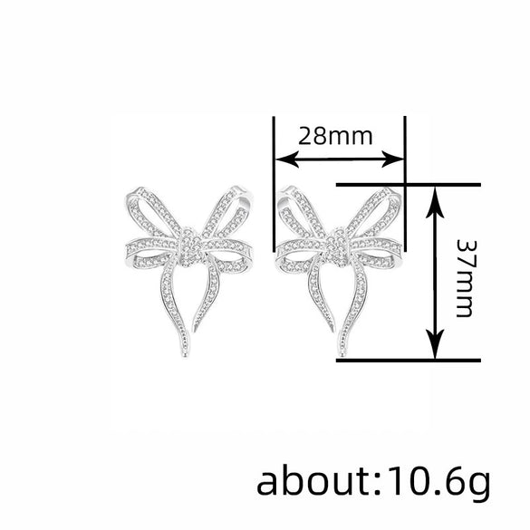 Wholesale Women's Copper Geometric Shiny Bow Earrings