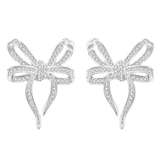 Wholesale Women's Copper Geometric Shiny Bow Earrings