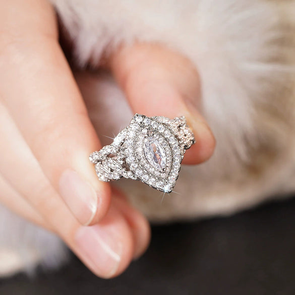 Wholesale Women's Copper Geometric Shiny Rings With Zirconia Inlay Light Luxury Style