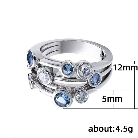 Wholesale Women's Copper Geometric Small Circle Twocolor Zircon Inlaid Ring