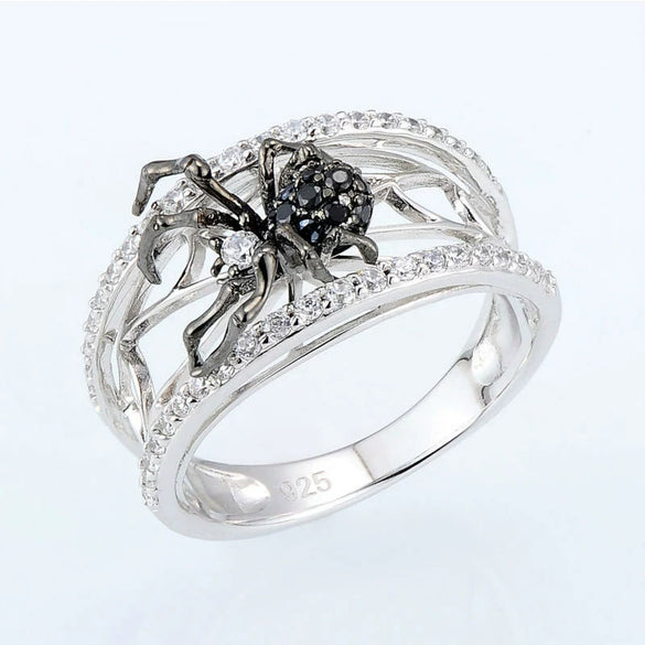 Wholesale Women's Copper Geometric Spider Web Ring With Zircon