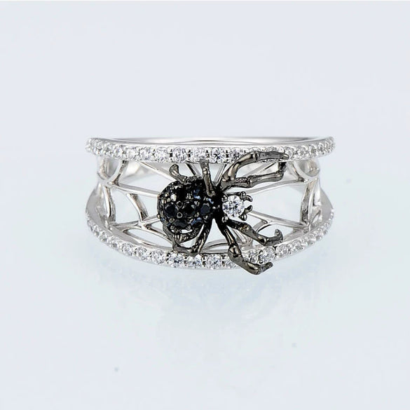 Wholesale Women's Copper Geometric Spider Web Ring With Zircon