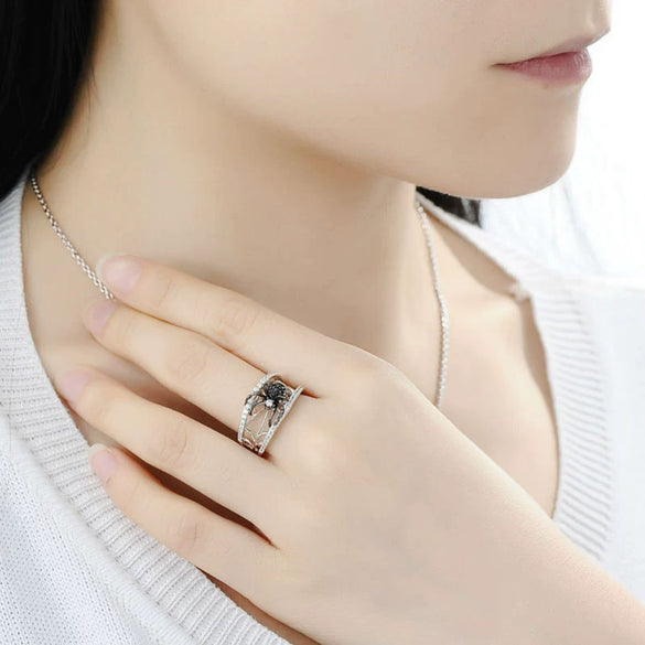 Wholesale Women's Copper Geometric Spider Web Ring With Zircon