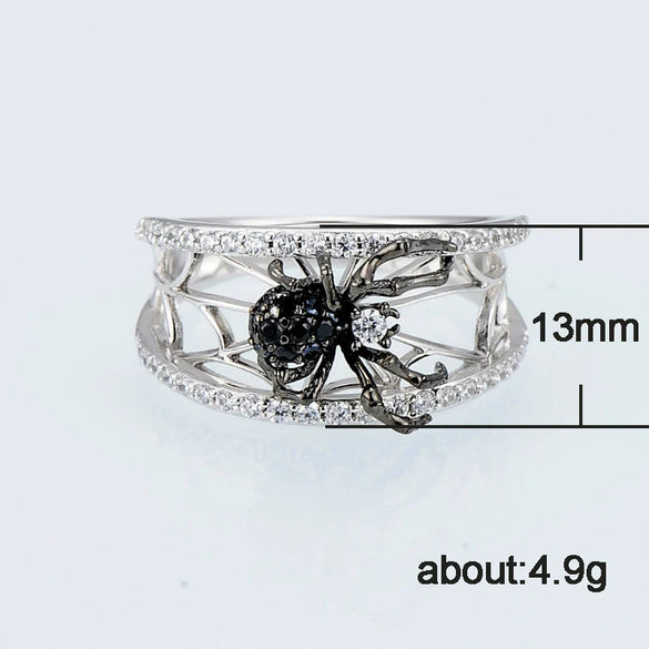 Wholesale Women's Copper Geometric Spider Web Ring With Zircon