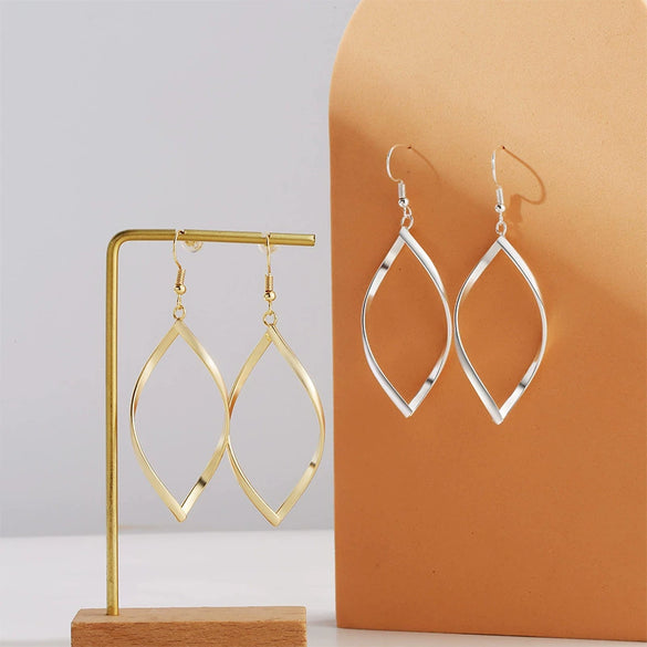 Wholesale Women's Copper Geometric Spiral Hollow Leaf Electroplated Earrings