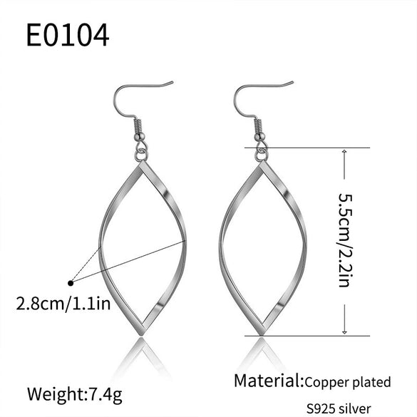 Wholesale Women's Copper Geometric Spiral Hollow Leaf Electroplated Earrings