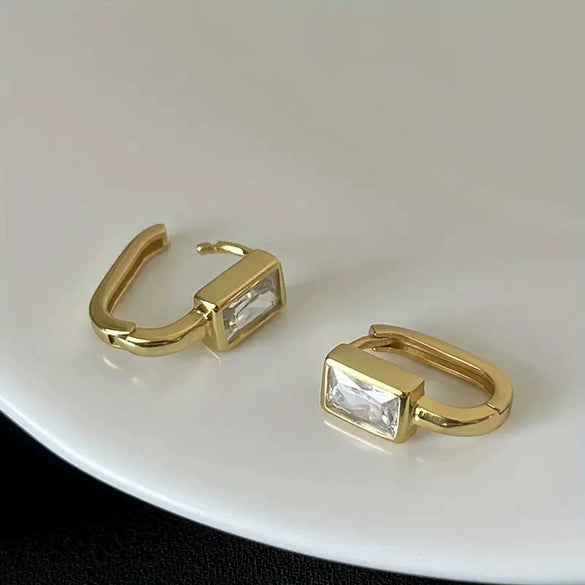Wholesale Women's Copper Geometric Square Zirconia Earrings