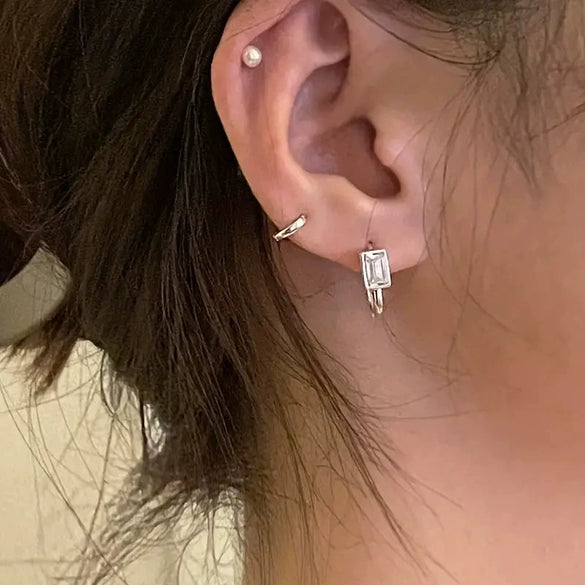 Wholesale Women's Copper Geometric Square Zirconia Earrings