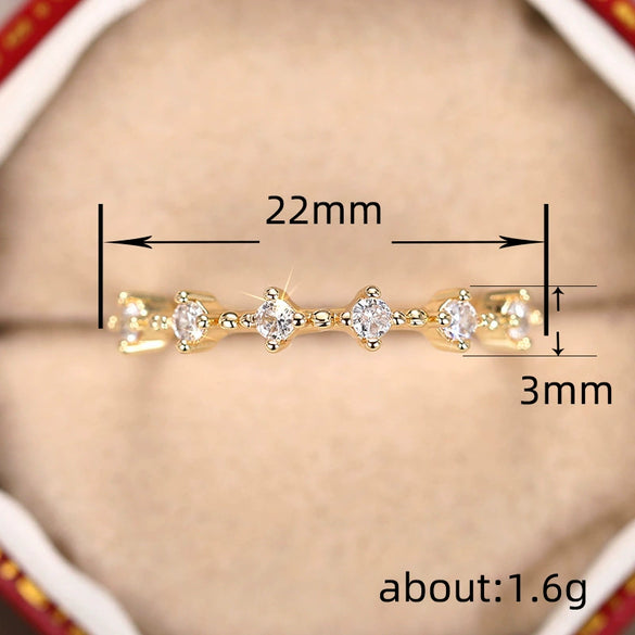 Wholesale Women's Copper Geometric Stacked Finger Ring With Zirconia Simple Style