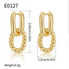 Wholesale Women's Copper Geometric Stitching Doublelayer Earrings With Electroplating Treatment