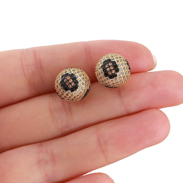 Wholesale Women's Copper Geometric Stud Earrings With Leopard And Snake Print Electroplated