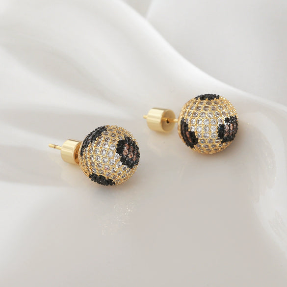 Wholesale Women's Copper Geometric Stud Earrings With Leopard And Snake Print Electroplated