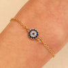 Wholesale Women's Copper Geometric Style Electroplated Devil's Eye Charm Bracelet