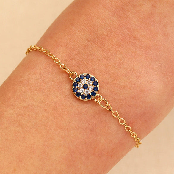 Wholesale Women's Copper Geometric Style Electroplated Devil's Eye Charm Bracelet