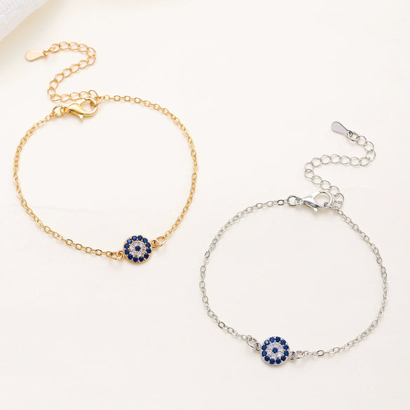 Wholesale Women's Copper Geometric Style Electroplated Devil's Eye Charm Bracelet