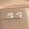 Wholesale Women's Copper Geometric Style Electroplated Fresh Flower And Lucky Grass Ear Studs And Earrings