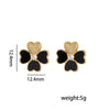 Wholesale Women's Copper Geometric Style Electroplated Fresh Flower And Lucky Grass Ear Studs And Earrings