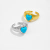 Wholesale Women's Copper Geometric Style Retro Highend Turquoise Finger Ring With Platinum And 18K Gold Electroplating