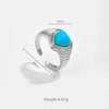Wholesale Women's Copper Geometric Style Retro Highend Turquoise Finger Ring With Platinum And 18K Gold Electroplating