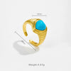 Wholesale Women's Copper Geometric Style Retro Highend Turquoise Finger Ring With Platinum And 18K Gold Electroplating