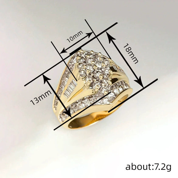Wholesale Women's Copper Geometric Style Ring With Microinlaid Zirconia