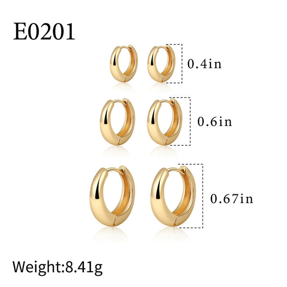 Wholesale Women's Copper Geometric Threepiece Set Earrings With Electroplating Processing