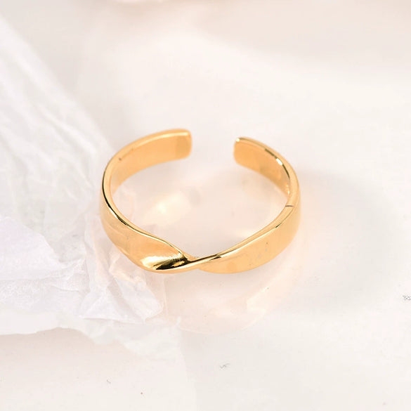 Wholesale Women's Copper Geometric Twisted Open Ring With Electroplating Design