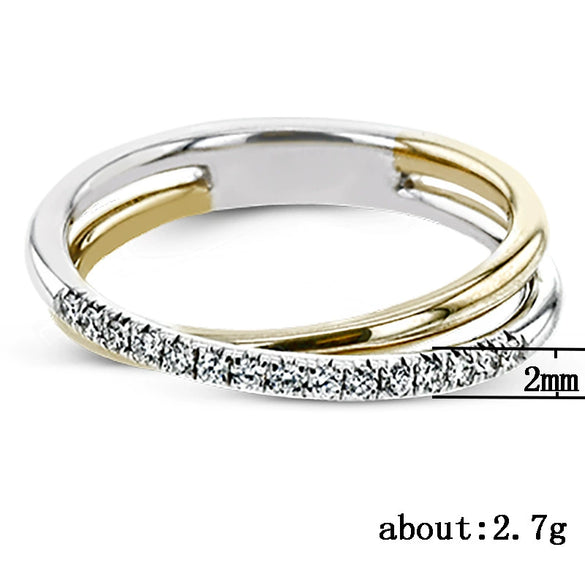 Wholesale Women's Copper Geometric Twocolor Ring Jewelry With Microinlay