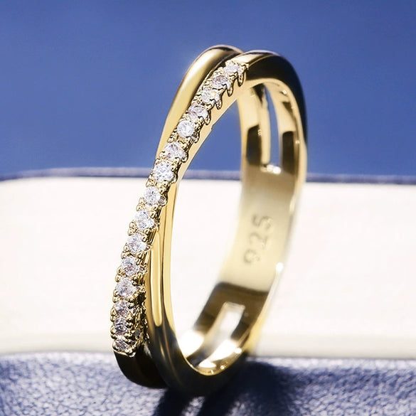Wholesale Women's Copper Geometric Twocolor Ring Jewelry With Microinlay