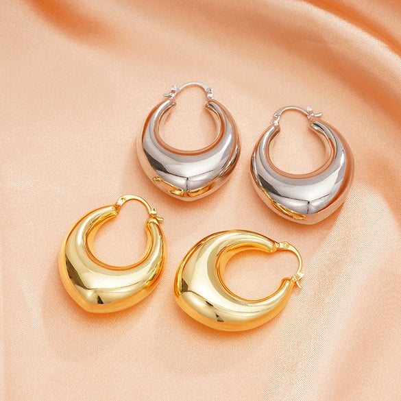 Wholesale Women's Copper Geometric U Shaped Inverted Triangle Exaggerated Earrings Electroplated Internet Celebrity Style Jewelry