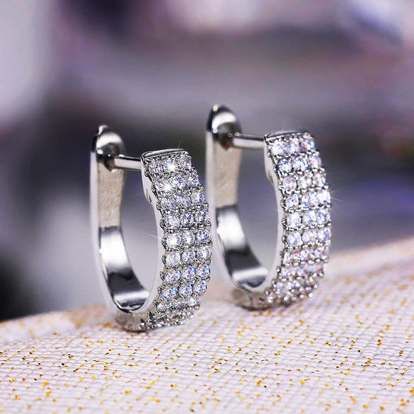 Wholesale Women's Copper Geometric Ushaped Zircon Earrings