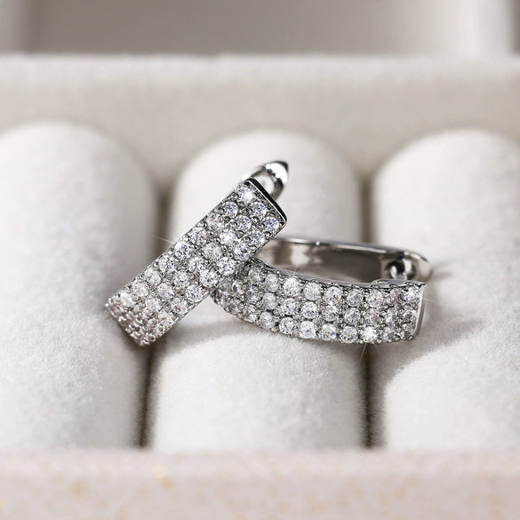 Wholesale Women's Copper Geometric Ushaped Zircon Earrings