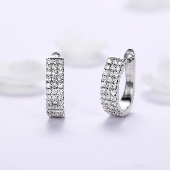 Wholesale Women's Copper Geometric Ushaped Zircon Earrings