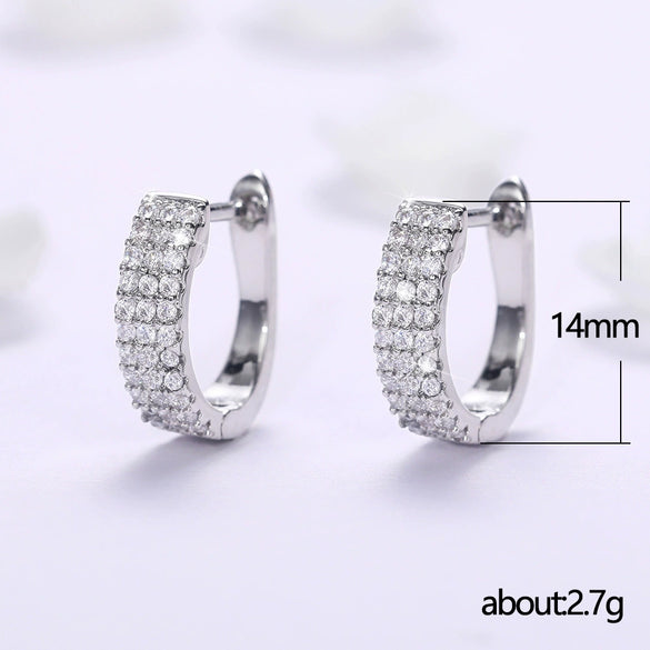 Wholesale Women's Copper Geometric Ushaped Zircon Earrings