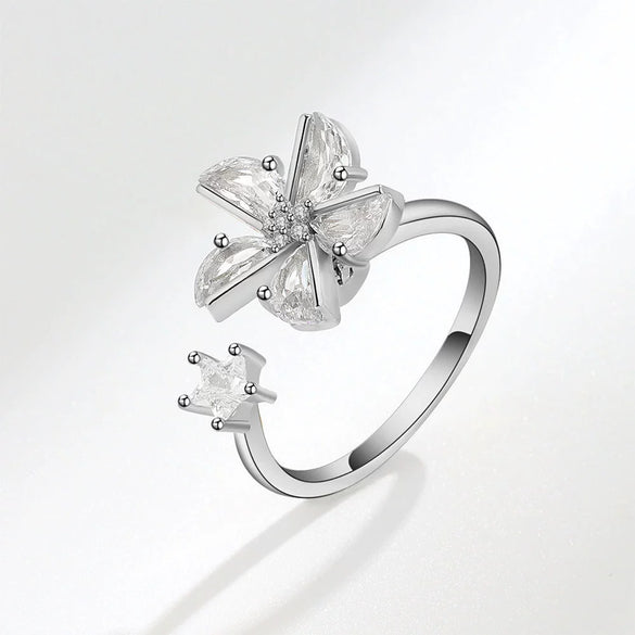 Wholesale Women's Copper Geometric Windmill Rotating Ring With Electroplating