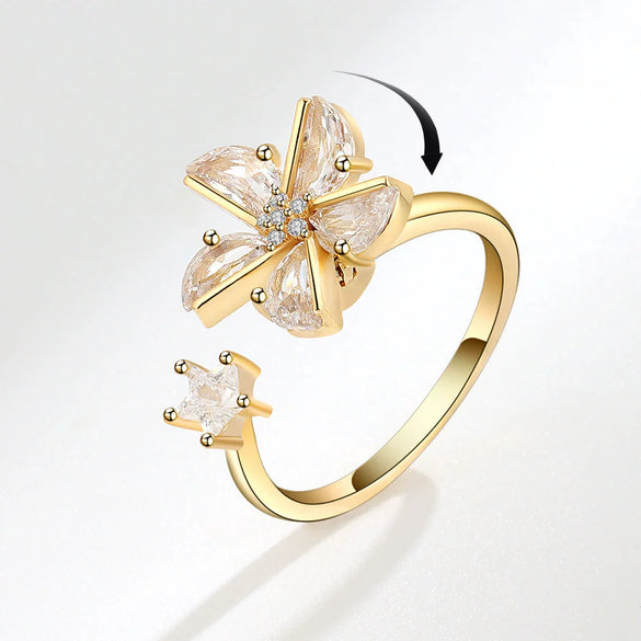 Wholesale Women's Copper Geometric Windmill Rotating Ring With Electroplating