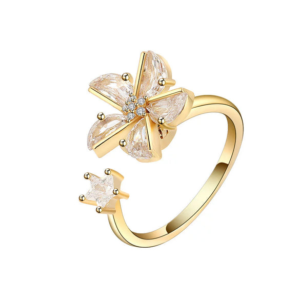 Wholesale Women's Copper Geometric Windmill Rotating Ring With Electroplating