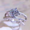 Wholesale Women's Copper Geometric Zircon Diamond Ring Double Layer Winding Four Claw Engagement Ring