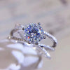 Wholesale Women's Copper Geometric Zircon Diamond Ring Double Layer Winding Four Claw Engagement Ring