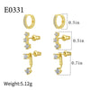 Wholesale Women's Copper Geometric Zircon Earrings 14K Real Gold Electroplated