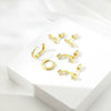 Wholesale Women's Copper Geometric Zircon Earrings 14K Real Gold Electroplated