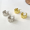 Wholesale Women's Copper Geometric Zircon Earrings With Metallic Strap And Niche Design