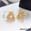 Wholesale Women's Copper Geometric Zircon Earrings With Retro Fashion Style And Three Dimensional Texture
