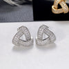 Wholesale Women's Copper Geometric Zircon Earrings With Retro Fashion Style And Three Dimensional Texture