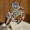 Wholesale Women's Copper Geometric Zircon Inlaid Light Luxury Ring Jewelry