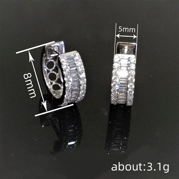 Wholesale Women's Copper Geometric Zircon Inlaid Minimalist Earrings